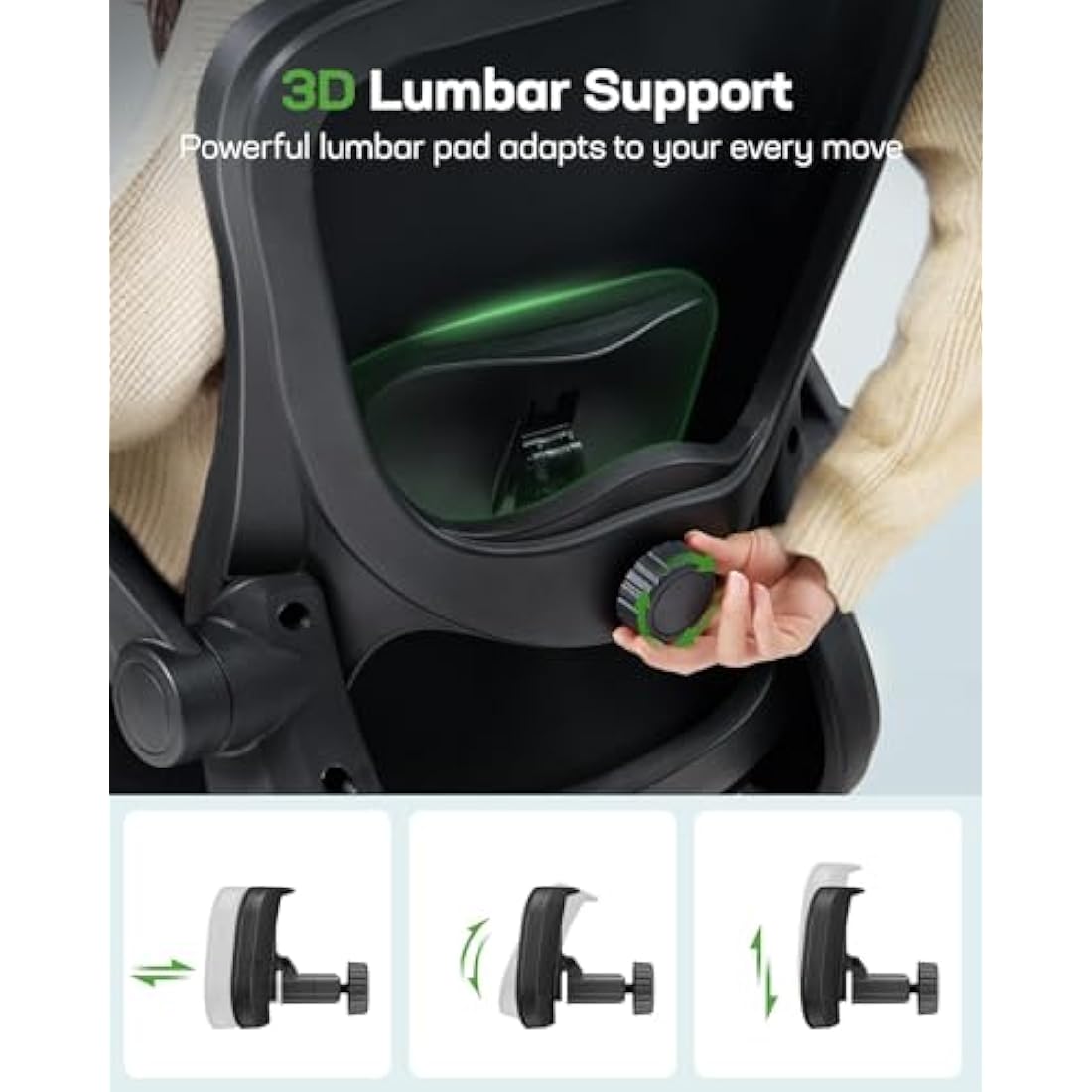 Marsail Ergonomic Office Chair | 3D Lumbar Support & Flip-up Arms