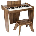 ZIPPY MAT Kids Piano Keyboard – 37 Keys Wooden Musical Toy, Walnut