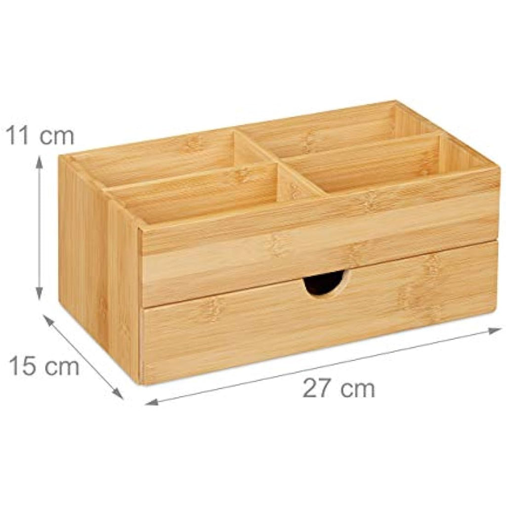 Jolof Store Bamboo Cosmetics Organiser | 4 Compartments & Drawer