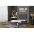 Charcoal Plush Fabric Divan Bed Base with Matching Headboard