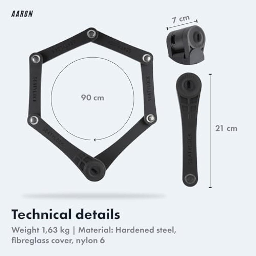 AARON Folding Bicycle Lock Level 18 – High Security 90cm Bike Lock