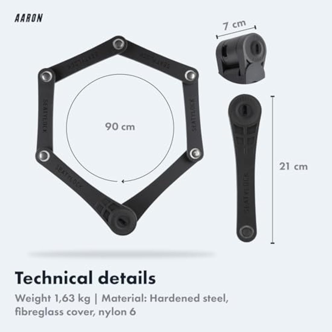 AARON Folding Bicycle Lock Level 18 – High Security 90cm Bike Lock