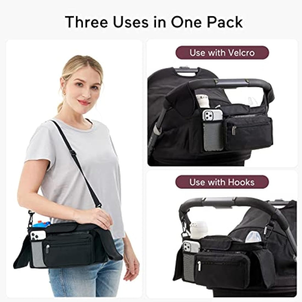 Momcozy Stroller Organiser - Insulated Cup Holders & Detachable Pocket