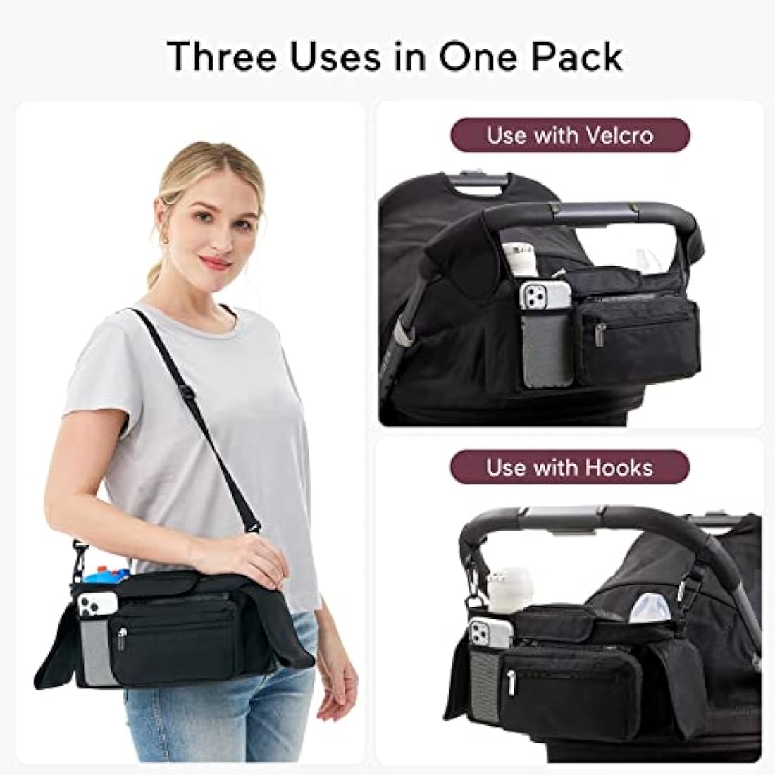 Momcozy Stroller Organiser - Insulated Cup Holders & Detachable Pocket