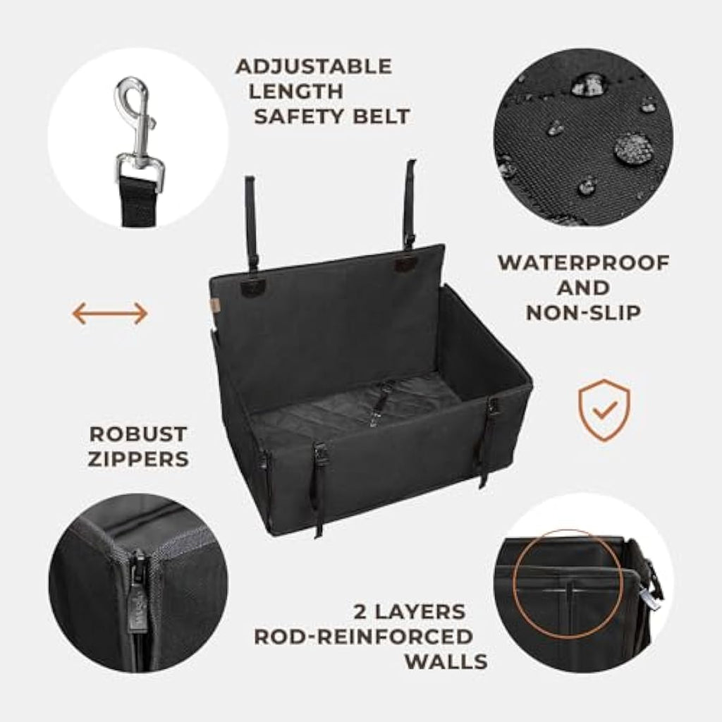 Wuglo Dog Car Seat – Reinforced Waterproof Booster Seat, Large Black
