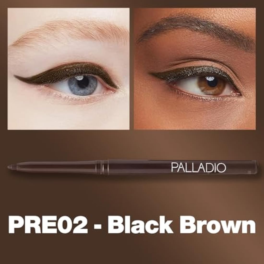 Palladio Waterproof Retractable Eye Pen – Black Brown Eyeliner