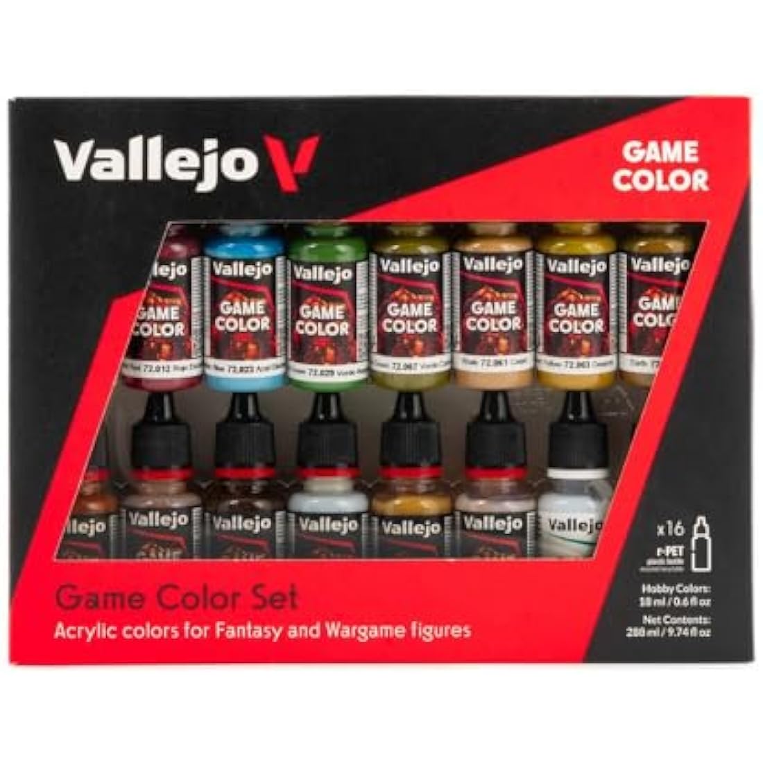 Vallejo Game Color Acrylic Paint Set - 16 Pack for Wargaming Models