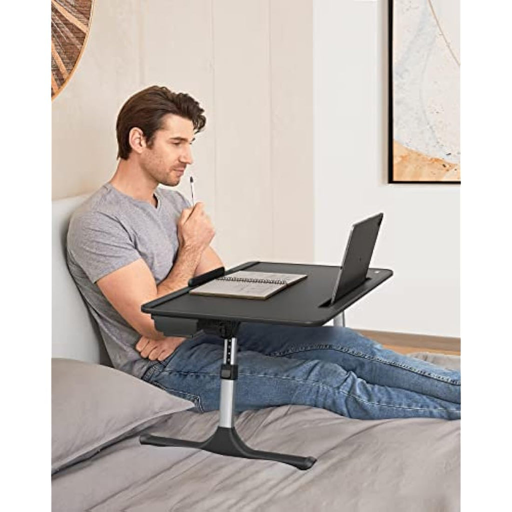 SAIJI Adjustable Laptop Desk | 60x40cm Foldable Bed Tray with Drawer
