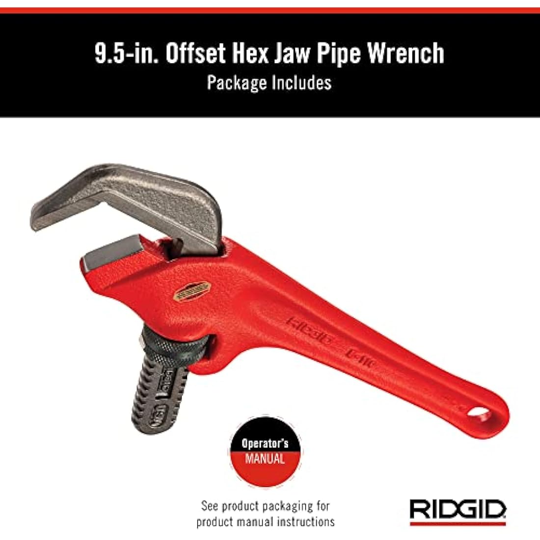 RIDGID E-110 Offset Hex Wrench – 9.5-Inch Plumbing Wrench for Nuts