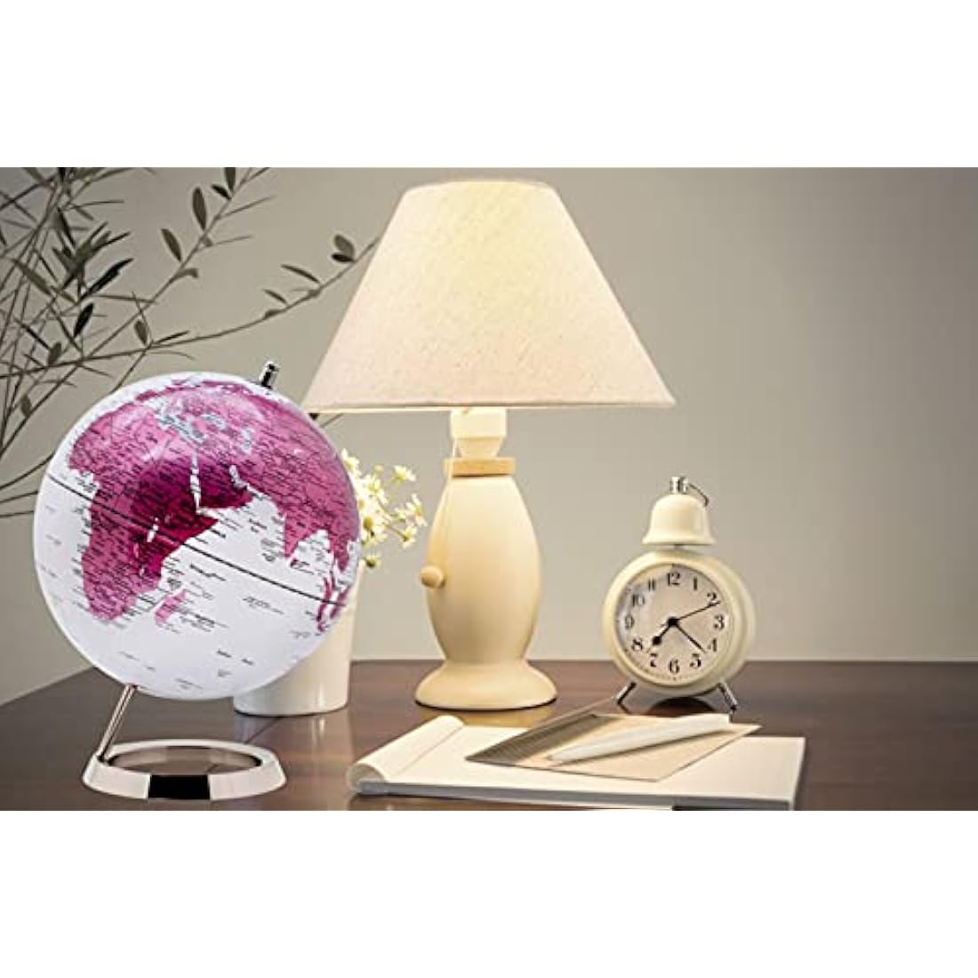 Jolof Store 25cm World Globe – Metallic Pink Earth with Stainless Steel Ring