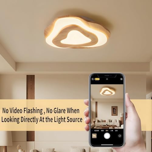 YYUTLUO Wooden Cloud LED Ceiling Light | Dimmable 35W Modern Nursery Lamp