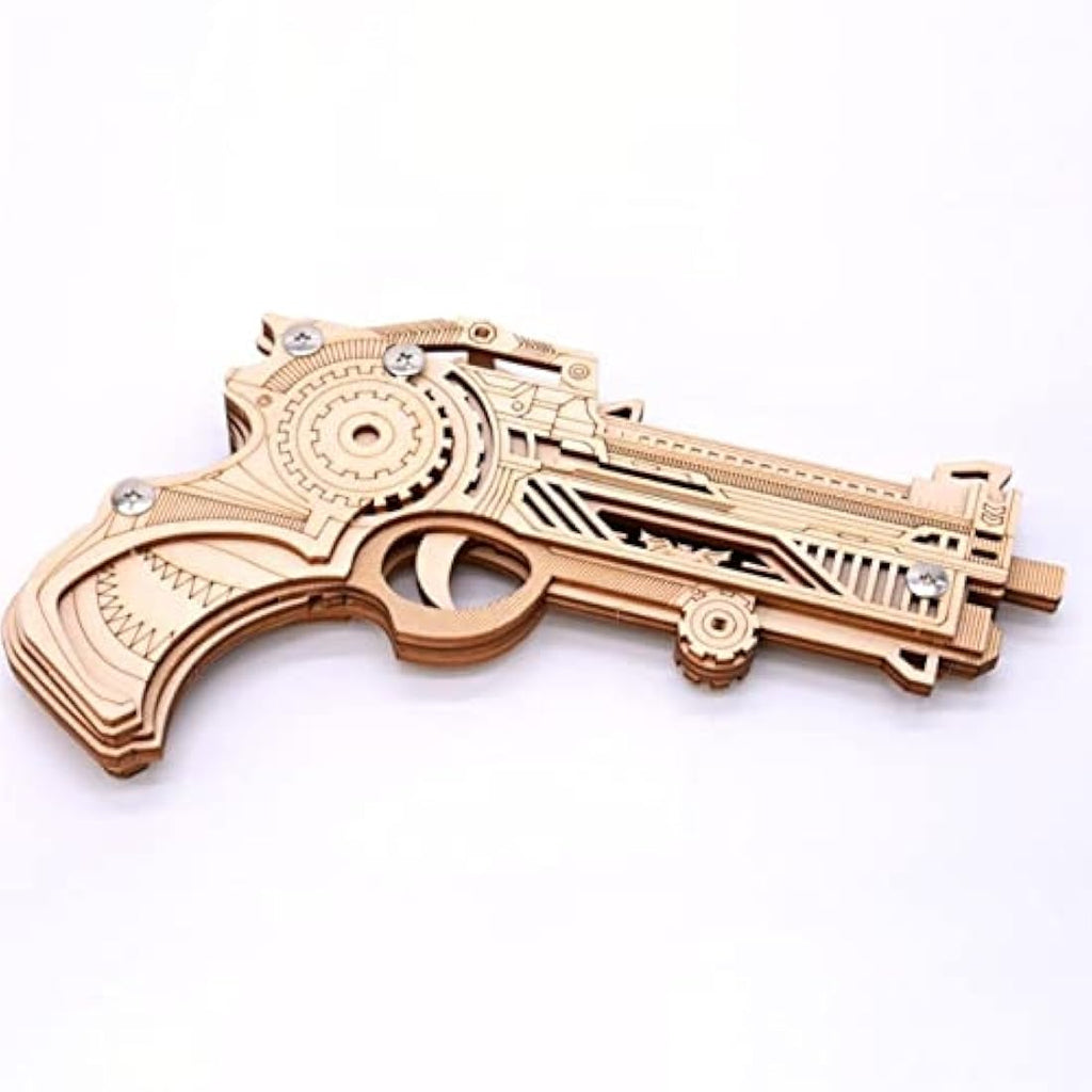 Wooden Rubber Band Gun DIY 3D Mechanical Model Puzzle Kit