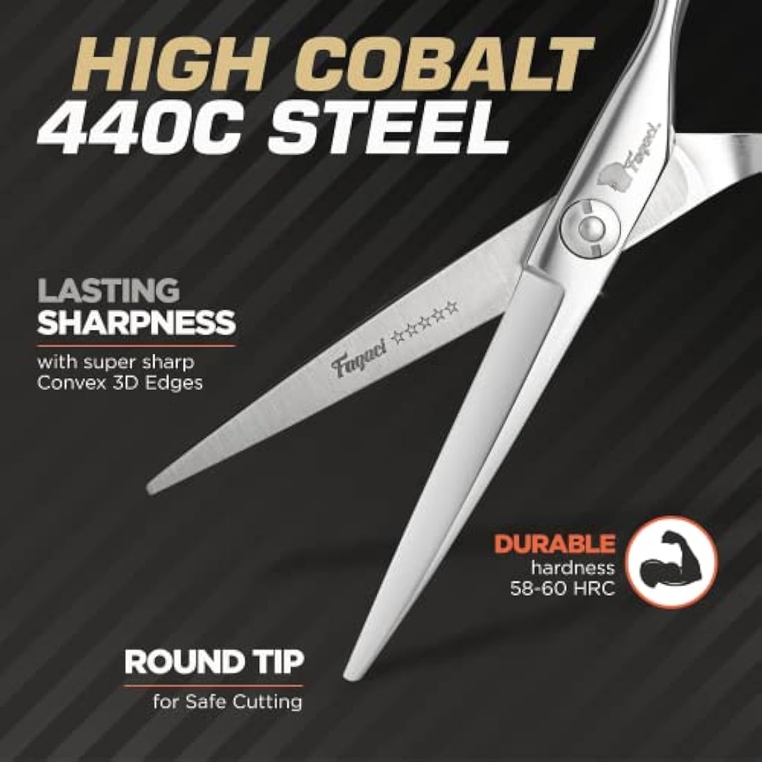 Fagaci Professional Hairdressing Scissors – 6" 440C Steel Hair Shears