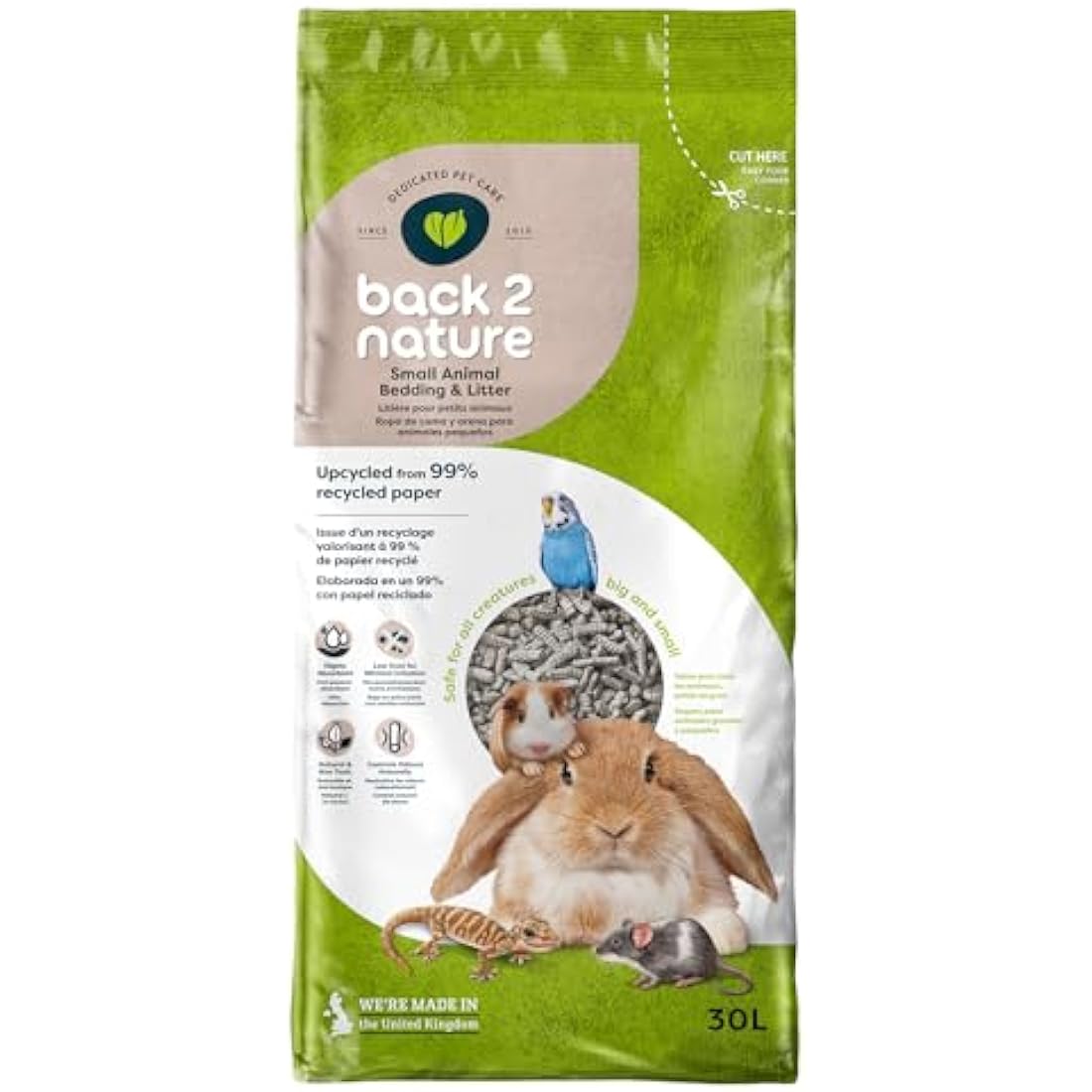 Back-2-Nature Small Animal Bedding & Litter | Recycled Paper | 30L