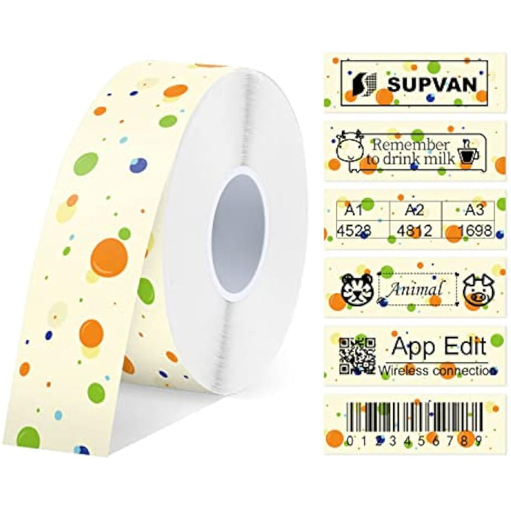 SUPVAN Label Maker Tape for E10 E11 E16 | 15mm x 6m Black on Dots