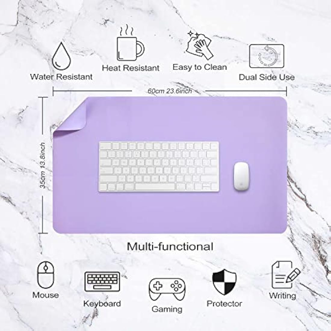 DOBAOJIA Large PU Leather Desk Pad | Waterproof Dual-Side Mouse Mat