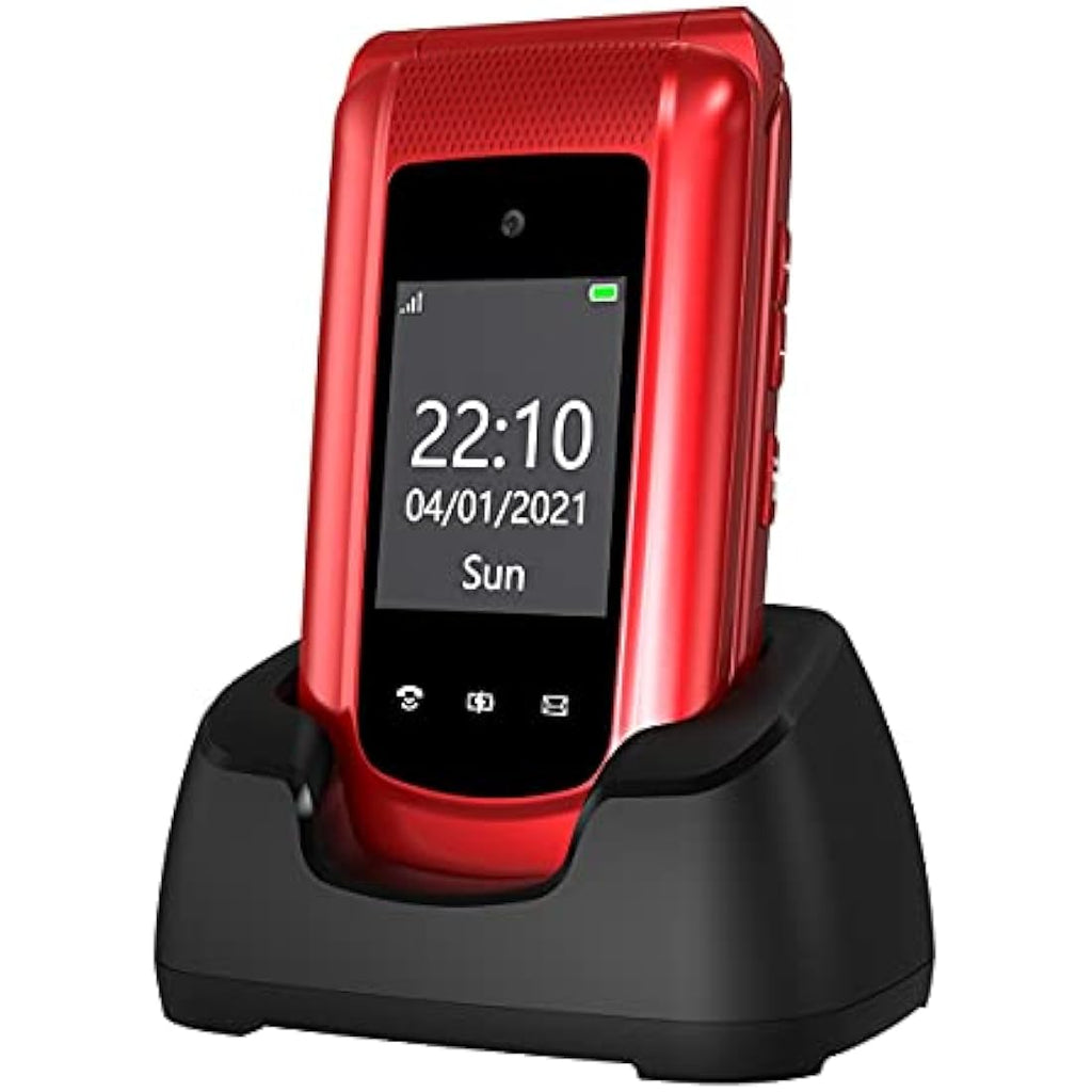 Uleway Big Button Flip Mobile Phone for Elderly with SOS Button – Red
