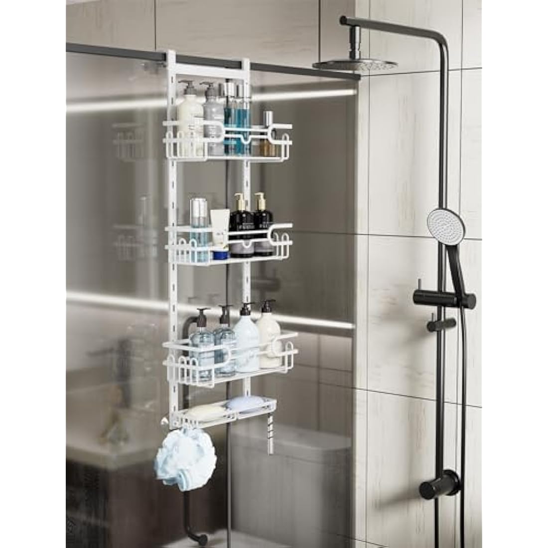 HapiRm Over the Door Shower Caddy – 4-Tier Rustproof Stainless Steel Organizer
