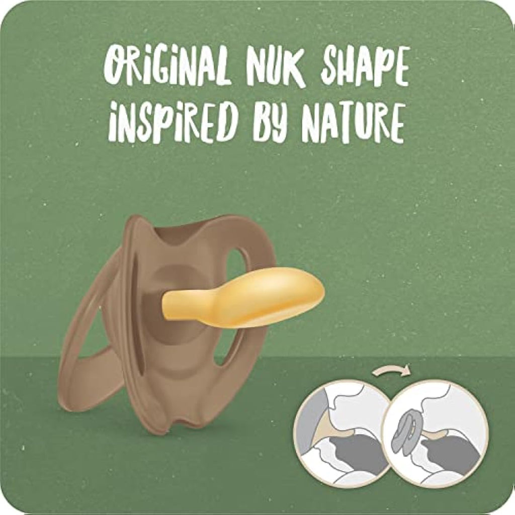 NUK for Nature Natural Rubber Soothers | 18-36 Months | Eucalyptus Green