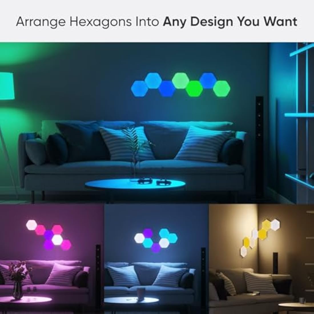 Nanoleaf Shapes Hexagon Starter Kit | 9 Modular LED Smart Light Panels