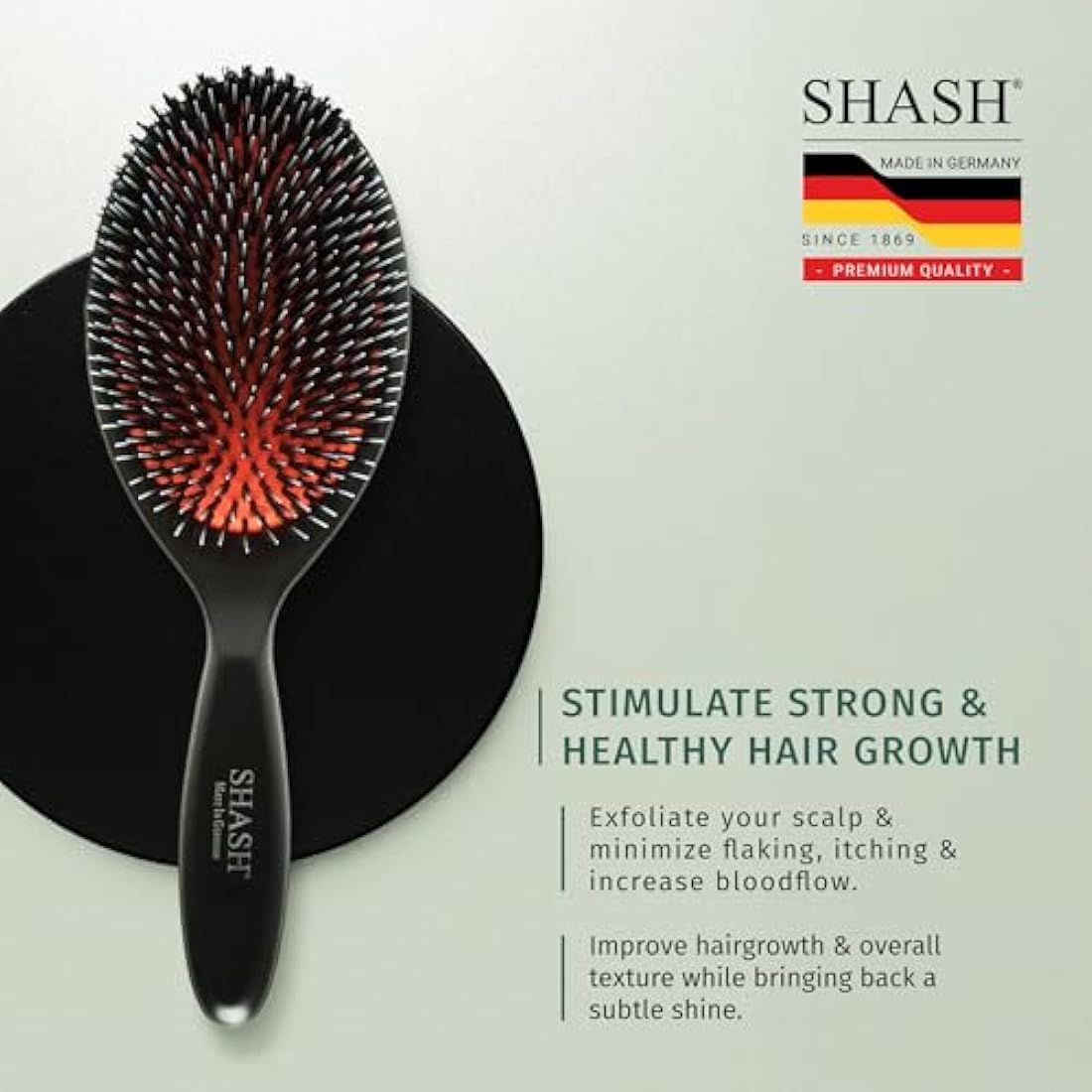SHASH Boar & Nylon Bristle Hair Brush – Large Detangler for Thick Hair