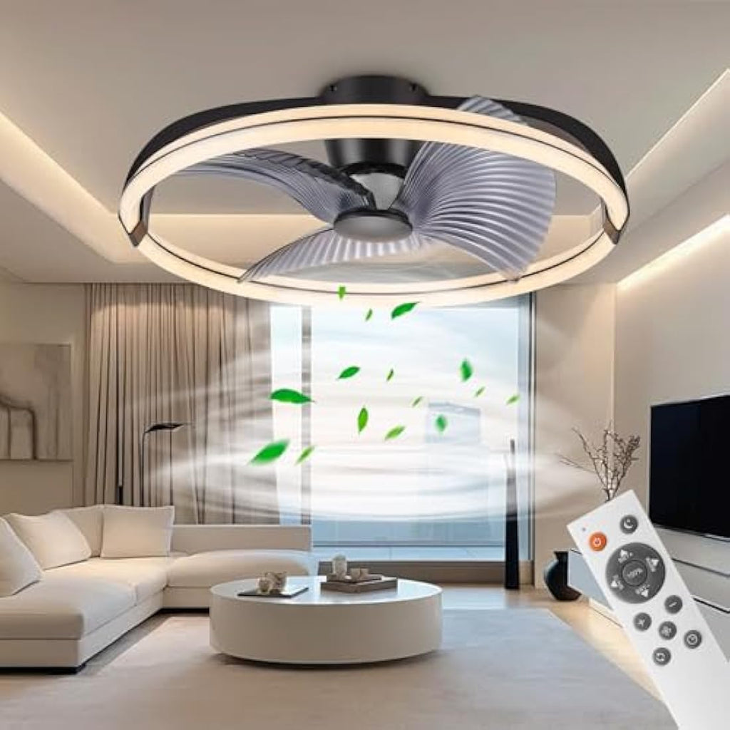 BKZO 73cm LED Ceiling Fan Light | 6-Speed Stepless Dimming Modern Fan