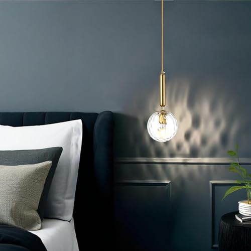 LFsem Modern Glass Globe Pendant Light – Transparent Water Ripple Chandelier