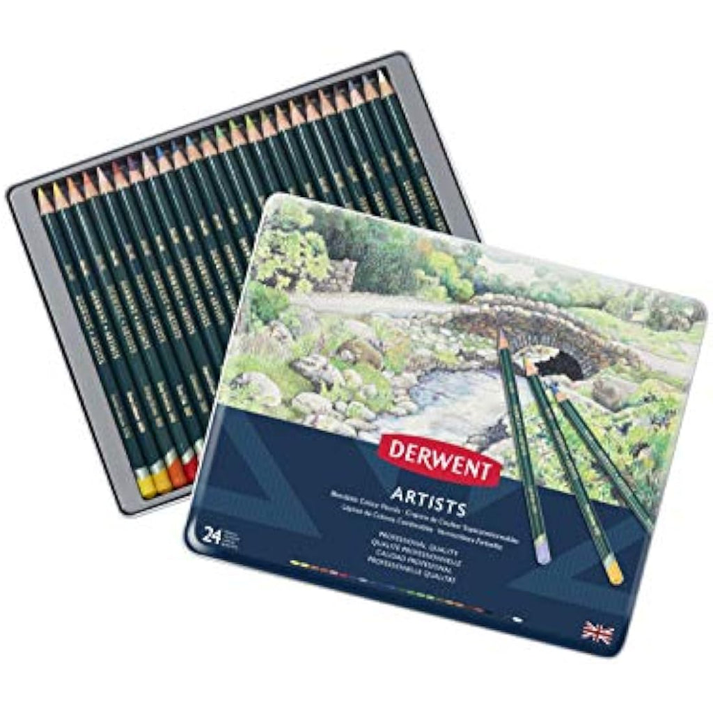 Derwent Artists Colouring Pencils - Professional Set of 24 for Drawing