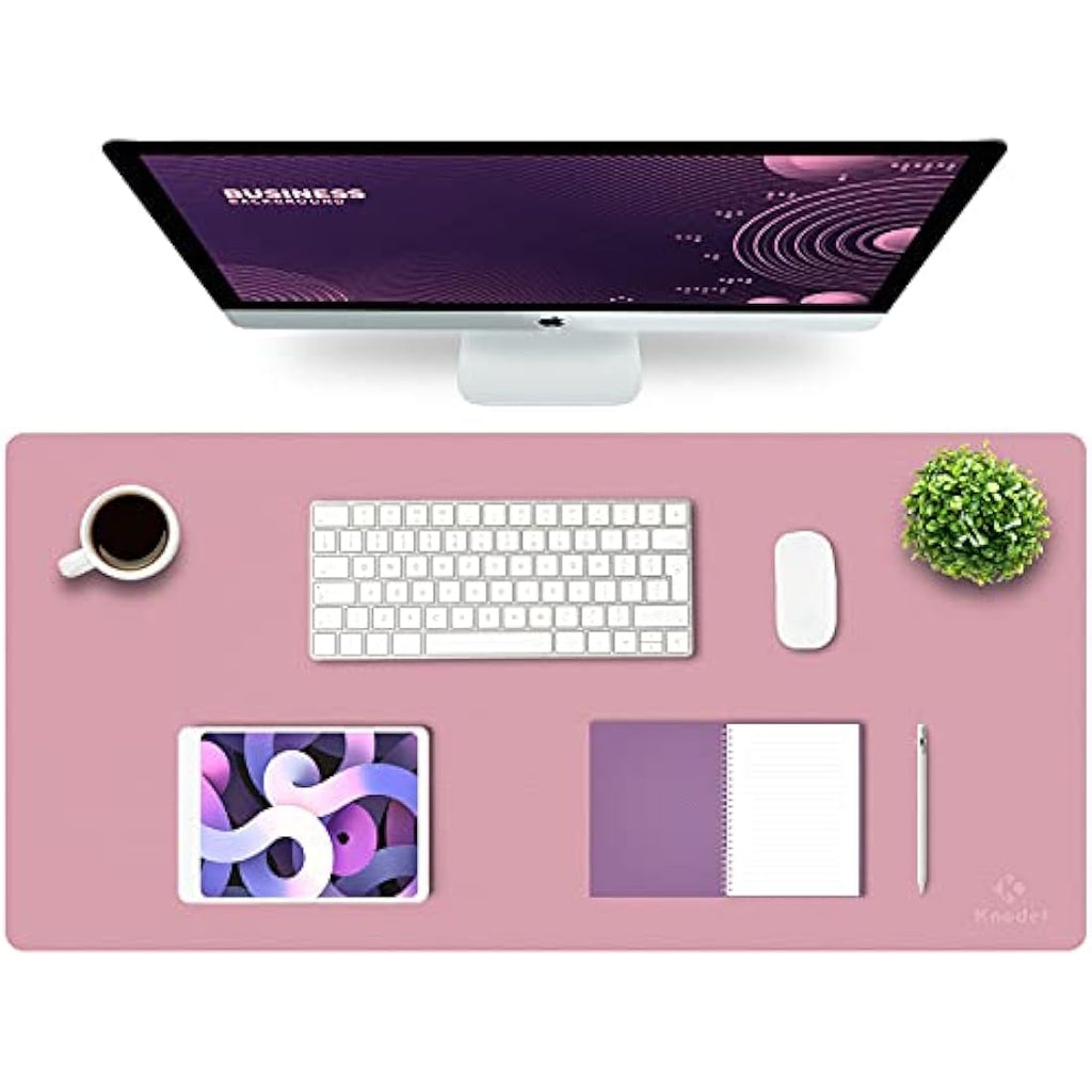 K KNODEL Dual-Sided Leather Desk Mat | Large Office Mouse Pad, Purple