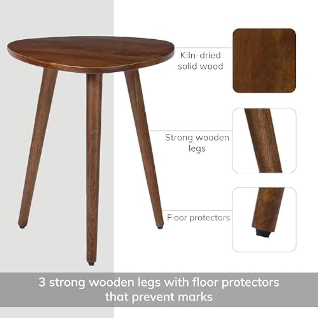 MH London Bond Triangle End Table – Mid-Century Solid Walnut Side Table
