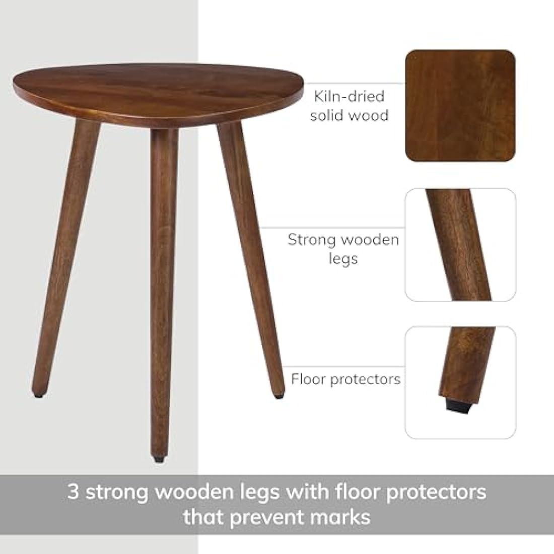 MH London Bond Triangle End Table – Mid-Century Solid Walnut Side Table