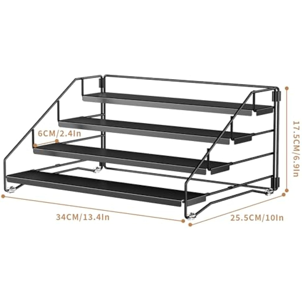 ZDDLOINP 4-Tier Metal Spice Rack Organizer | Adjustable Depth for Kitchen