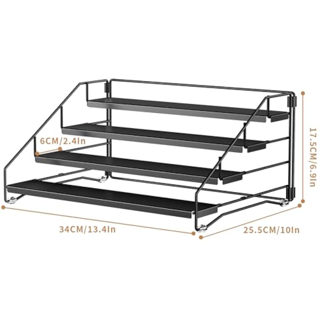 ZDDLOINP 4-Tier Metal Spice Rack Organizer | Adjustable Depth for Kitchen
