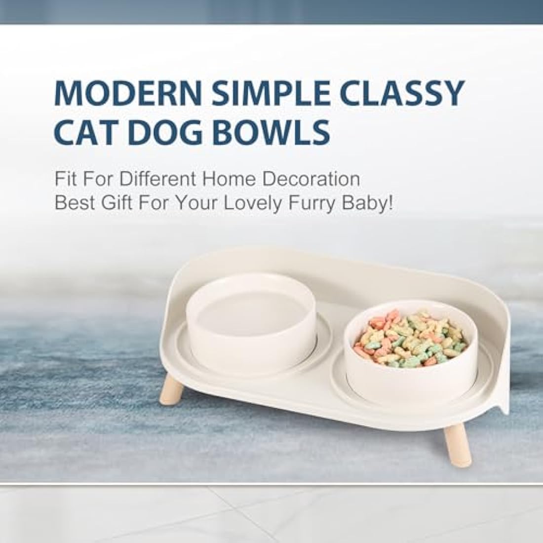 Raised Ceramic Cat Bowl Set – Elevated Non-Slip Pet Feeder