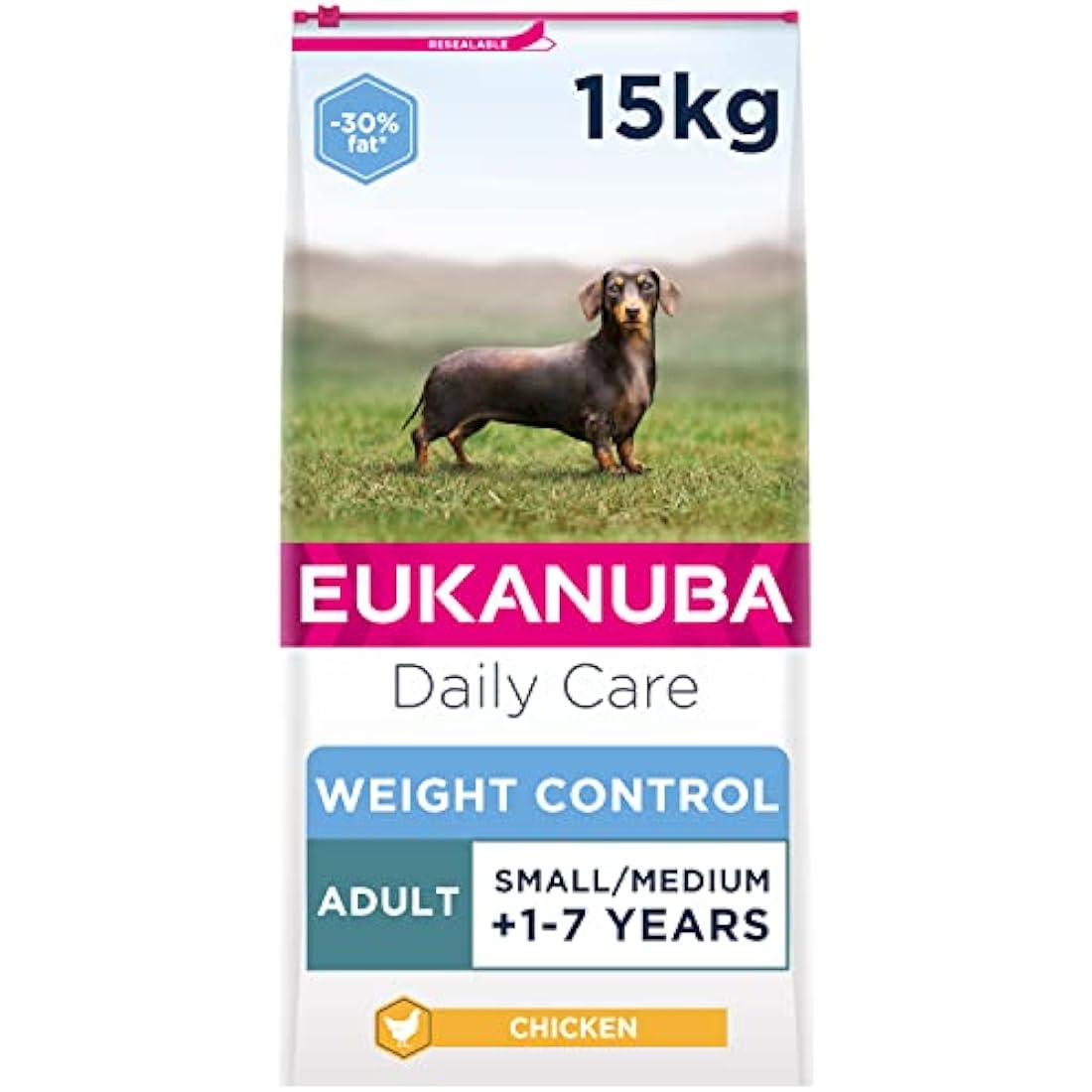 Eukanuba Weight Control Dry Dog Food - Chicken for Small/Medium Breeds 15kg