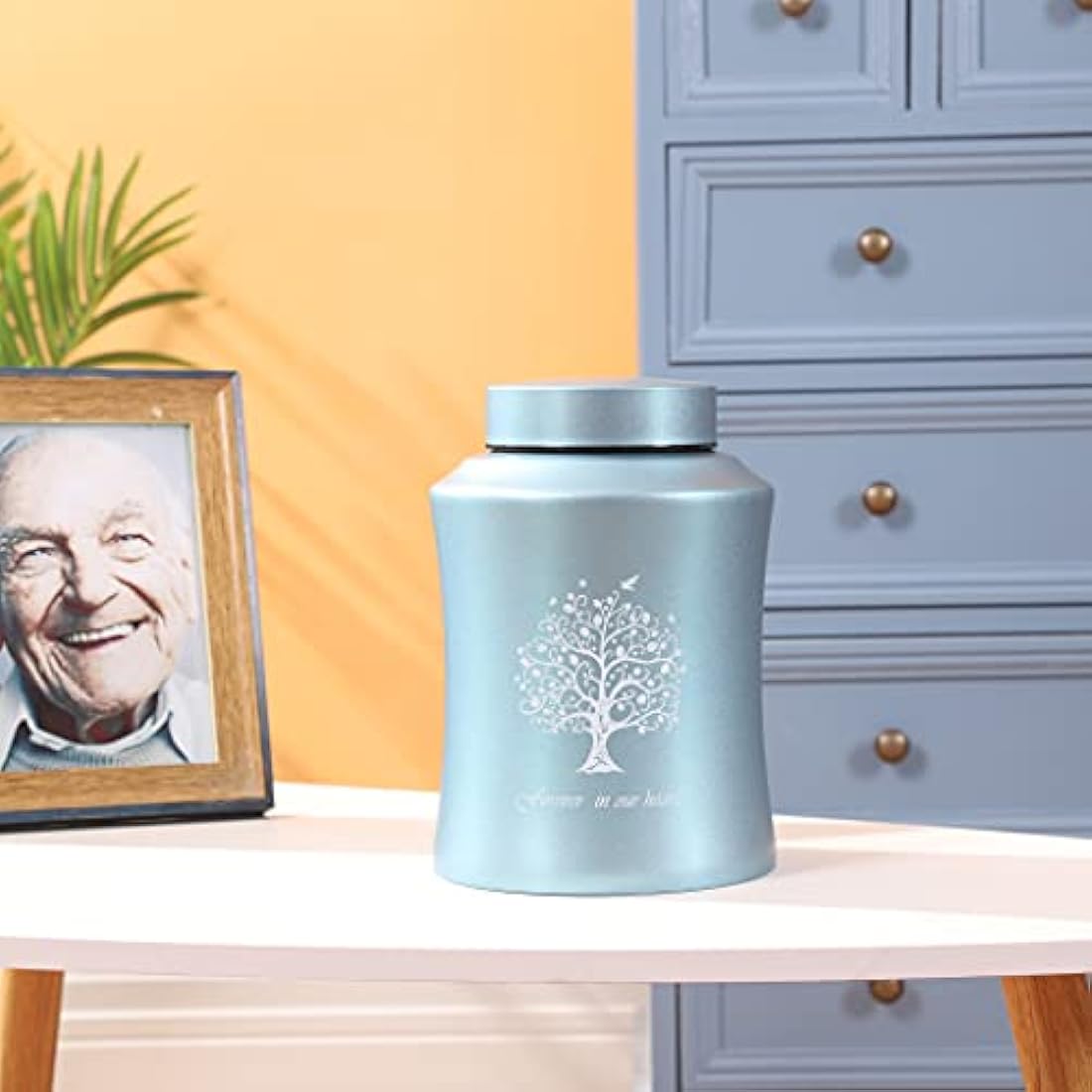 Blue Stainless Steel Cremation Urn for Human Ashes