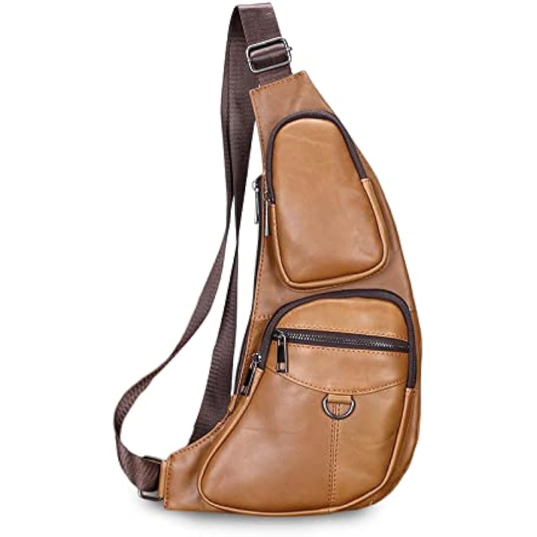 FANDARE Genuine Leather Sling Bag – Waterproof Crossbody Chest Pack, Yellow