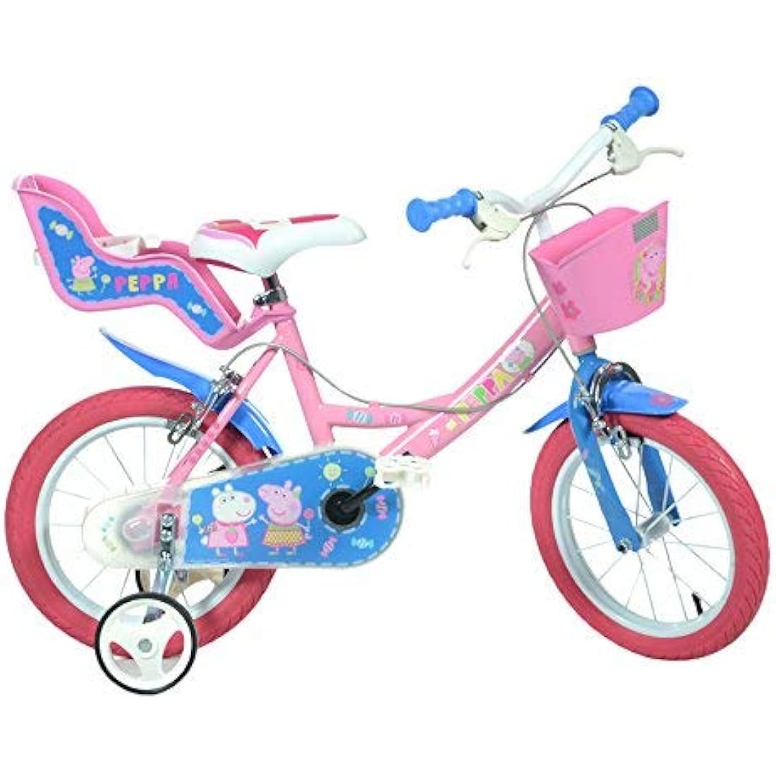 Dino Bikes Peppa Pig 14-Inch Kids Bicycle with Stabilisers – Pink