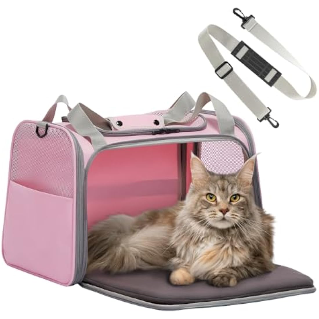 Petsfit Expandable Cat Carrier | Large Pet Travel Bag for Dogs - Pink