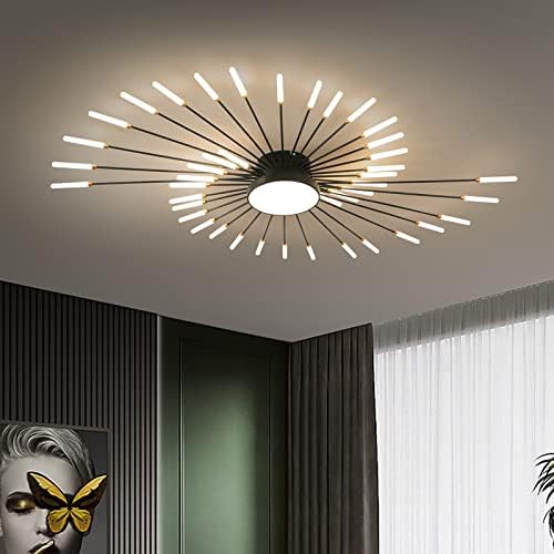 Modern LED Firework Ceiling Light – 43-Head Flush Mount Black