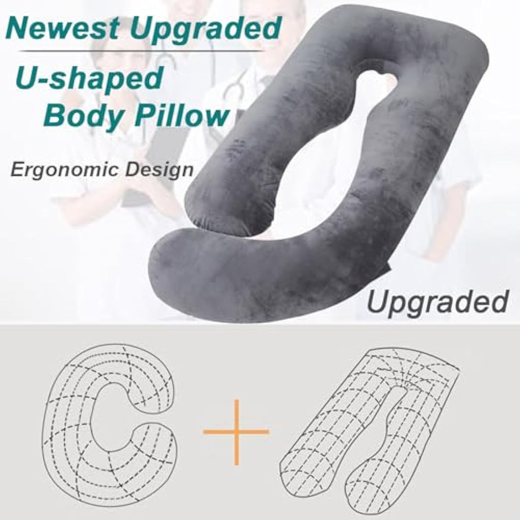 AS AWESLING U-Shaped Pregnancy Pillow | Full Body Support Velvet Cover