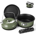 Odoland 5-Piece Camping Cookware Mess Kit | Non-Stick Pot Pan Kettle