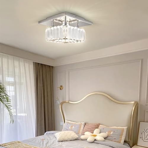Jolof Store Mini Square Crystal Chandelier – Dimmable LED Ceiling Light