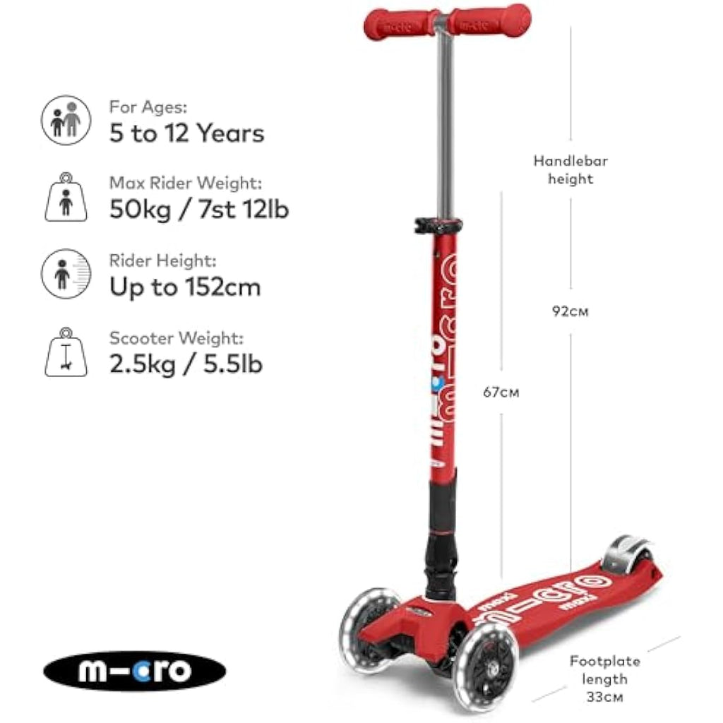 Micro Scooters Maxi Deluxe Foldable Kids Scooter – Adjustable Handlebar