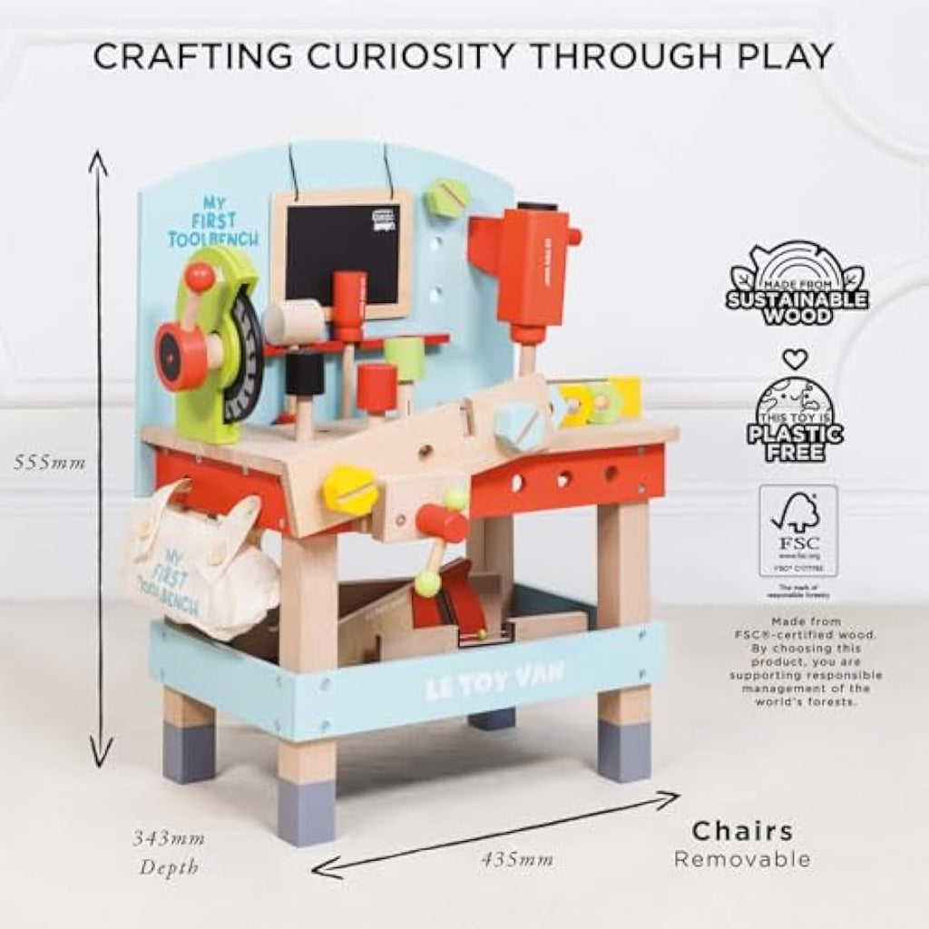 Le Toy Van Wooden Tool Bench Set – Educational Pretend Play Toy