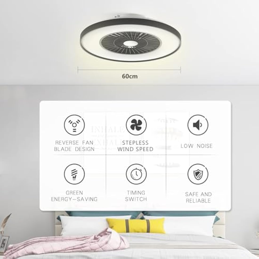 BKZO Smart LED Ceiling Fan with Light | App & Voice Control, Black