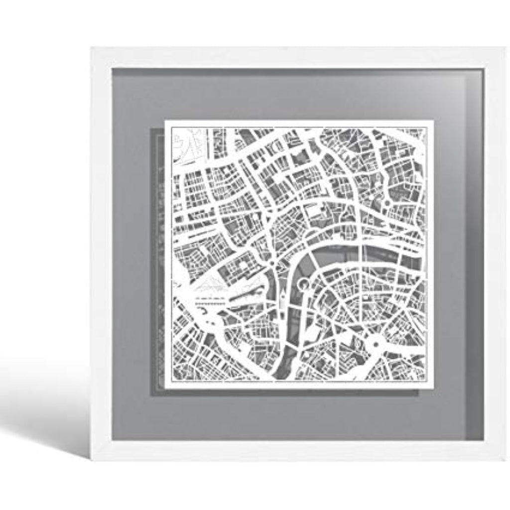 London Paper Cut Map - 9x9 Framed Wall Art with Gift Box