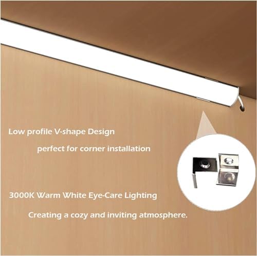 Cefrank V-Shape Under Cabinet LED Lighting Kit | Dimmable Pure White 4-Pack