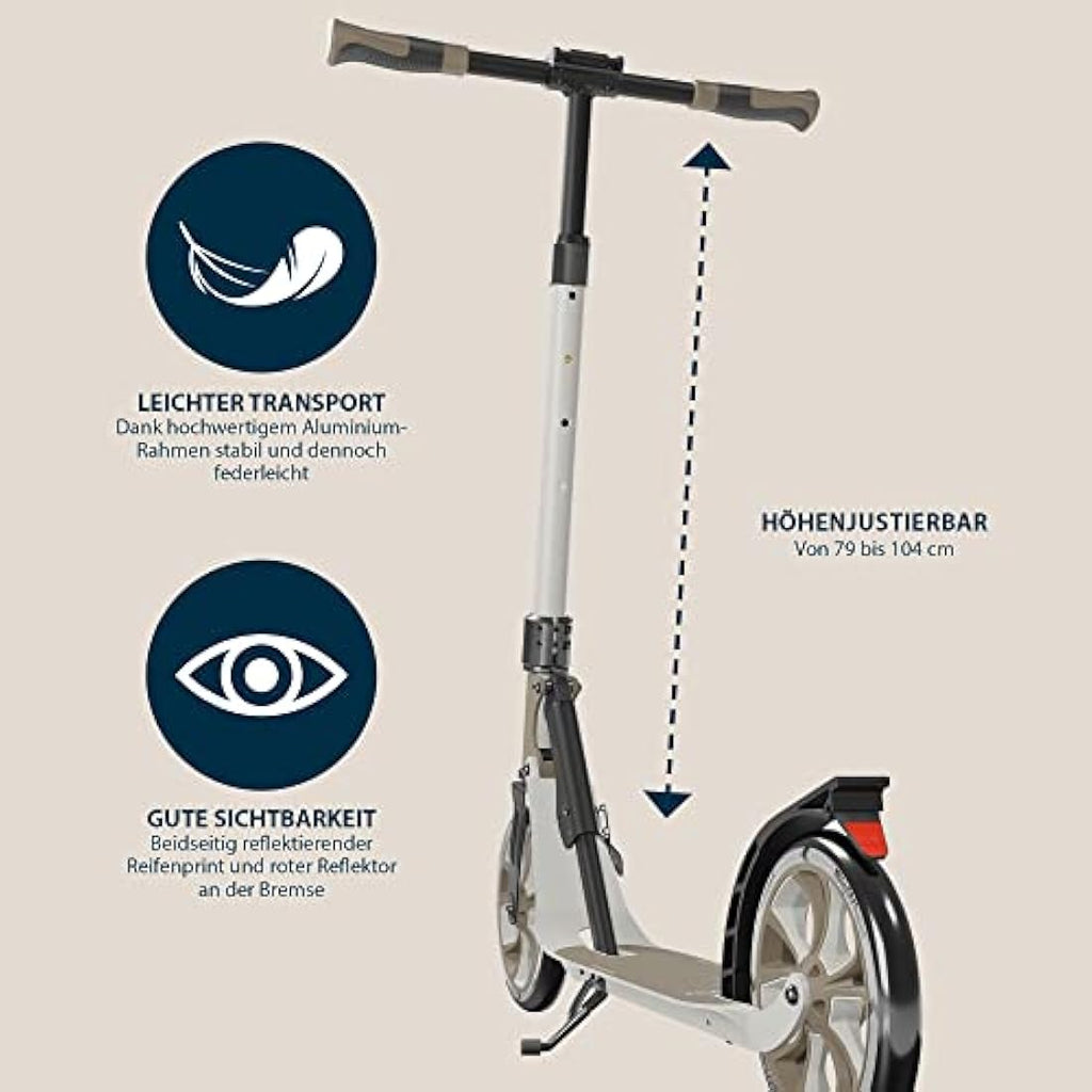 HUDORA BigWheel 205 Advanced Scooter – Foldable Aluminium Kick Scooter