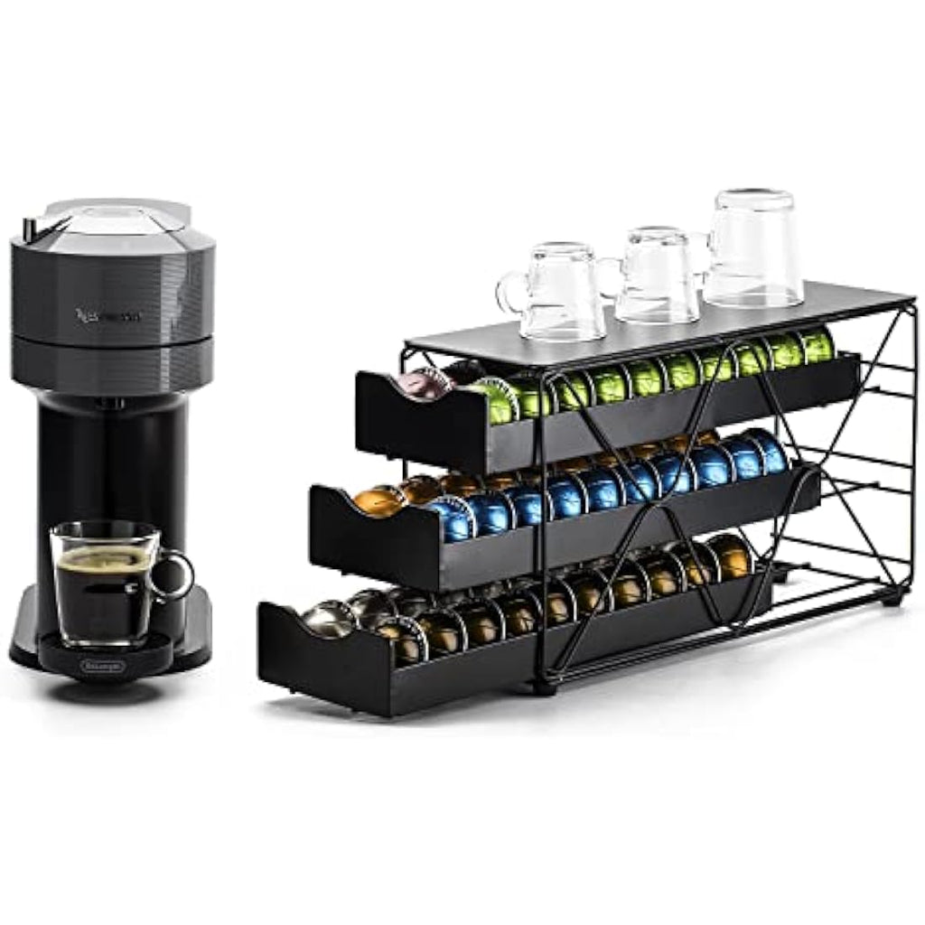 Bagoo Nespresso Vertuoline Pod Holder – 3 Tier Metal Coffee Capsule Drawer